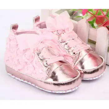 0-18 м, обувь из искусственной кожи для маленьких девочек, нескользящая кружевная мягкая обувь с цветочной вышивкой, обувь для прогулок, обувь для малышей, прямая поставка