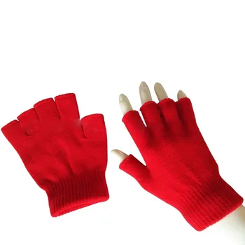 1 пара перчаток без пальцев на полпальца для женщин и мужчин, шерстяные вязаные хлопчатобумажные перчатки на запястье, Зимние теплые перчатки для тренировок