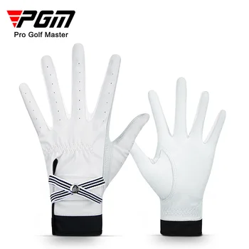 1 пара перчаток для гольфа PGM, женские спортивные перчатки из овчины, дышащие женские перчатки из натуральной кожи, противоскользящие тренировочные варежки, Элегантные