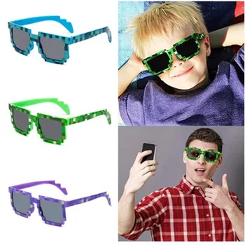 1 шт. Квадратные Пиксельные Мозаичные солнцезащитные очки, игрушечные очки для косплея, модные очки в стиле ретро, сувениры для детей и взрослых