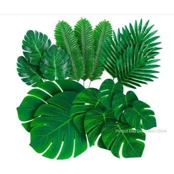 10шт Поддельных листьев тропической пальмы, зеленых листьев монстеры для гавайской вечеринки, украшения для дома и сада