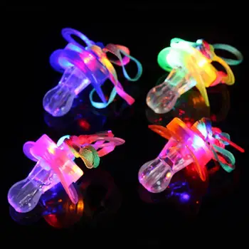 1шт Ночник Светодиодная пустышка Rave Мягкая игрушка с подсветкой Ожерелье Светящийся Мигающий светодиодный свисток Игрушки для сосков