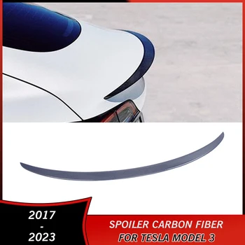 2017-2023 Спойлер из Углеродного Волокна для Tesla Model 3 2017 2018 2019 2020 2021 2022 2023 Аксессуары Оригинальный Спойлер Заднего Крыла Багажника