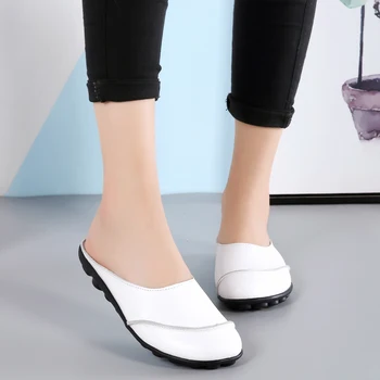 2023 Женская обувь, модные полуботинки Baotou для женщин, верхняя одежда, Удобные сандалии из мягкой кожи на плоской подошве