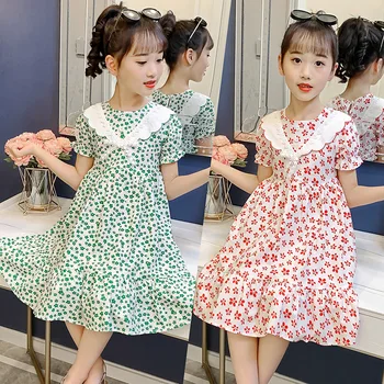 2023, Корейское Летнее Детское Цельное платье, платья для маленьких девочек, Пышное платье Для девочек, Платье Принцессы, Детское праздничное платье Для девочек