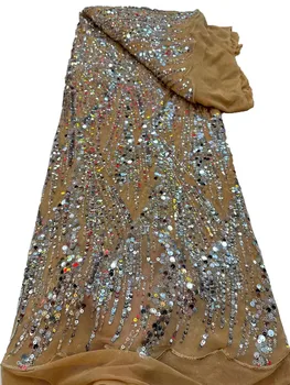 2023 новое французское жемчужное кружево с пайетками из мягкой пряжи, высококачественное винтажное с перекрывающимися пайетками сценическое платье cheongsam evening dress 5 ярдов