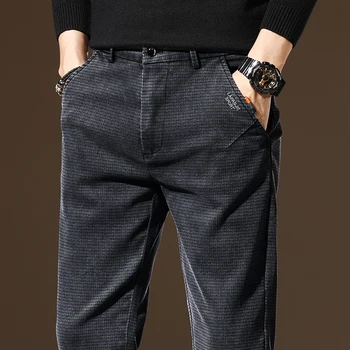 2023 Новые осенние Классические Рабочие брюки-стрейч из хлопка с эластичной резинкой на талии, деловые Облегающие Плотные повседневные брюки-карго, мужские