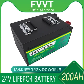 24V 200Ah LiFePO4 Литий-железо-фосфатный аккумулятор Встроенный BMS 5000 Циклов Для Замены Большей части резервного источника питания Домашнего хранилища энергии