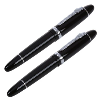 2X Перьевая ручка толщиной 159 мм с черно-серебряным пером для подарков и украшений, США