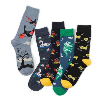 3 пары красочных носков с мультяшными животными - модные хлопковые носки Ins