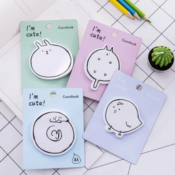 4 упаковки Kawaii Animal Cartoon Бумажная Наклейка Для Заметок Клейкая Декоративная Этикетка Для Заметок Memo Pad Sticky Note Студенческие Принадлежности