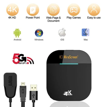 4K Mirascreen Беспроводной HDMI-совместимый Miracast Airplay Smart Android Tv Stick 5G Wifi Дисплей-Приемник Mirrioring для Iphone PC