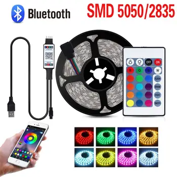 5V USB Светодиодные ленты SMD 5050/2835 RGB лампа Лента Лента Синхронизация музыки Смарт-управление Bluetooth подсветка ТВ шкафа Декоративная лампа