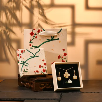 5шт 2023 Новая упаковочная коробка в винтажном стиле Упаковочный пакет Элемент китайского стиля Цветочный язык Qipao Bag pretend