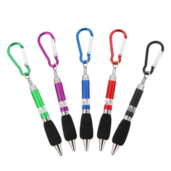 5шт Металлических ручек Шариковая ручка с защелкивающимися крючками Брелок для ключей Креативная шариковая ручка