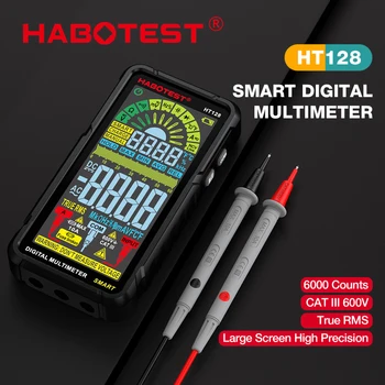 HABOTEST HT128 Цифровой Мультиметр Smart Anti-burn Перезаряжаемый Измеритель 6000 Отсчетов Вольтметр NCV Тестер 4,88-дюймовый ЖК-дисплей С подсветкой