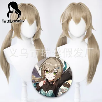 Honkai: Имитация парика Star Rail Qingque COS, завязанный на голове парик с двойным конским хвостом