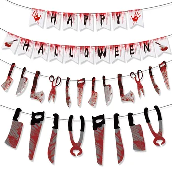 INS Новейший набор баннеров Happy Halloween Флаги с пилой в виде Черепа для самостоятельного изготовления Женские Мужские инструменты для декора тематической вечеринки на Хэллоуин