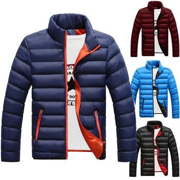 M-5XL Новая мужская Зимняя толстая куртка с застежкой-стойкой на шее для тепла и контрастного цвета, короткая куртка, приталенная и универсальная Jac