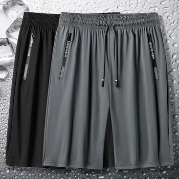 M-8XL ледяные шелковые шорты мужские летние шорты спортивные для бега трусцой фитнес брюки длиной до колен мужские пляжные шорты плюс размер