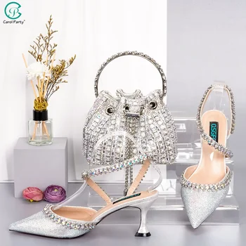 QSGFC Новые женские туфли на среднем каблуке со скидкой на высоком каблуке Water Diamond, удобные и элегантные вечерние сумки-сандалии