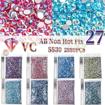 VC 2880шт SS30 Оптом Crystal AB Flatback Glass с бриллиантовым дизайном, блестящие стразы для маникюра, украшения ногтей