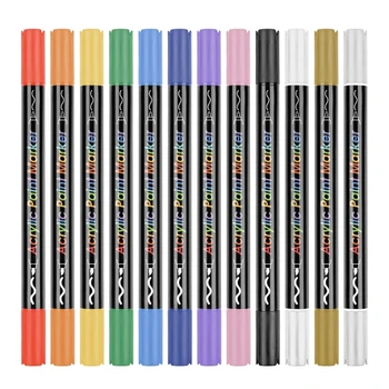 Акриловые ручки для рисования, набор из 12 цветов, раскрашивающие ручки, акриловые маркеры для рисования, изготовления открыток, принадлежности для поделок своими руками