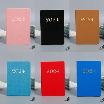 Блокнот из искусственной кожи формата А5 на 2024 год, планировщик повестки дня на 365 дней, блокнот для офисных дневников