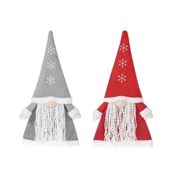Верхушка Рождественской елки Безликая Вязаная шапка для пожилых людей Праздничные елочные шапки Санта Клауса для украшения домашнего стола