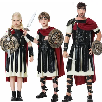 Взрослый Костюм Римского Гладиатора, Спартанский Воин, Детская одежда для косплея, костюмы для девочек и мальчиков, солдат, Костюмы для Хэллоуина, костюмы для воинов-рыцарей