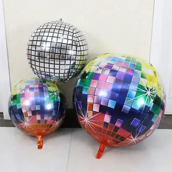 Воздушный шар из фольги 4D Disco 22 дюйма, гелиевые шары, Радужный Металлический воздушный шар, декор для Дня рождения, Детская свадьба, Игрушка в подарок для душа ребенка