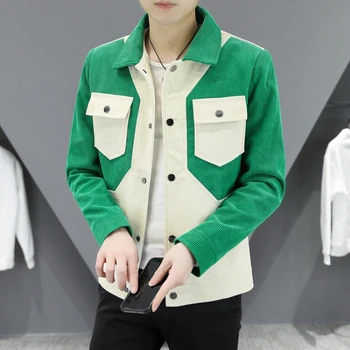 Высококачественная осенняя вельветовая куртка в стиле пэчворк для мужчин, Корейская модная повседневная деловая куртка-бомбер, мужские пальто для светской жизни, уличная одежда