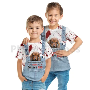 Детская рубашка Save My Dog, 3D Детская футболка С Персонализированным Именем, Топы с 3D Принтом, Футболка Для Мальчиков и Девочек