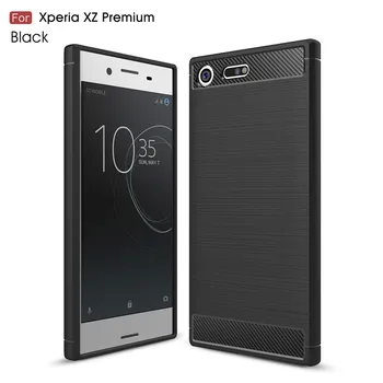 Для Sony Xperia XZ Premium Dual G8142 Case Углеродное Волокно Силикон TPU Мягкая Задняя Крышка Чехол для телефона Sony Xperia XZ Premium G8141