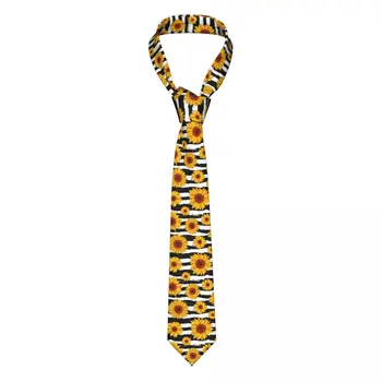 Желтые Подсолнухи На галстуке в черно-белую полоску Для мужчин и женщин, Галстук, аксессуары для одежды
