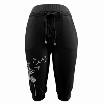 Женские однотонные спортивные штаны-капри для йоги с высокой талией на веревке