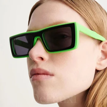 Женские солнцезащитные очки в зеленой прямоугольной оправе 2023 Бренд-дизайнер Винтажные Солнцезащитные очки в маленькой оправе, женские Солнцезащитные очки с защитой от ультрафиолета Квадратного оттенка