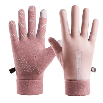 Зимние перчатки, теплые велосипедные варежки, флисовые перчатки с сенсорным экраном, женские, мужские, уличные, ветрозащитные, спортивные, для бега, велосипедные перчатки