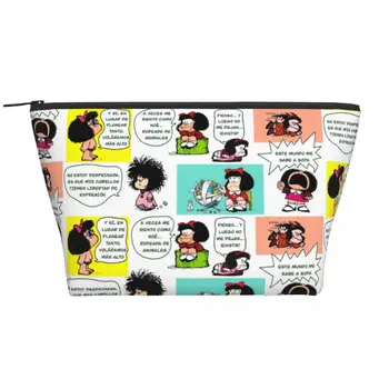 Изготовленная на Заказ Сумка для Туалетных Принадлежностей Manga Quino Mafalda для Женщин Kawaii Cartoon Cosmetic Makeup Organizer Lady Beauty Storage Dopp Kit Box