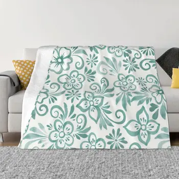 Клетчатое одеяло в европейском стиле с цветочной текстурой, Зимнее теплое декоративное покрывало для постельного белья и путешествий