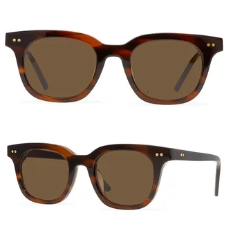Корейский бренд Поляризованных коричневых солнцезащитных очков Мужские Модные Ацетатные солнцезащитные очки в квадратной оправе в стиле ретро UV400 Drving Женские очки для близорукости
