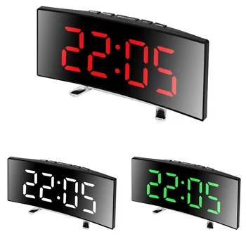 Креативный цифровой будильник с 6-дюймовым зеркалом с большим дисплеем, светодиодные цифровые часы с функцией повтора в ночном режиме, прикроватные настольные часы без звука для спальни