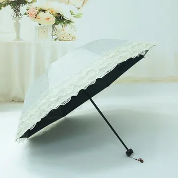 Кружевные складные зонты, зонт от солнца, принцесса, сильный Дождевой Ветрозащитный зонт, защитные зонты