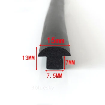Крышка паза EPDM Резиновая Грибовидная Пена T Образная прокладка подушки Изоляция 15x13 мм Черный