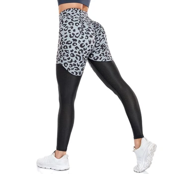 Леопардовые леггинсы для фитнеса, женские штаны для йоги с высокой талией, сжимающие живот, Спортивные штаны для контроля живота с рюшами 2022, Тренировочные брюки для спортзала