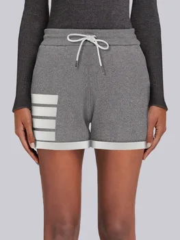 Летние хлопчатобумажные шорты TB THOM для женщин с эластичной резинкой на талии в полоску, повседневные брюки, модные спортивные шорты для девочек в стиле y2y, облегающие фигуру