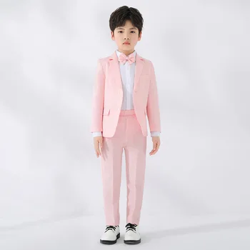 Летний легкий клетчатый костюм для мальчиков, комплект из двух предметов (пальто + брюки), новинка 2023 года, простая и модная детская одежда по индивидуальному заказу