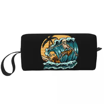 Летняя косметичка с черепом для серфинга для женщин, Косметический органайзер для путешествий, Милые сумки для хранения туалетных принадлежностей Surf Rider