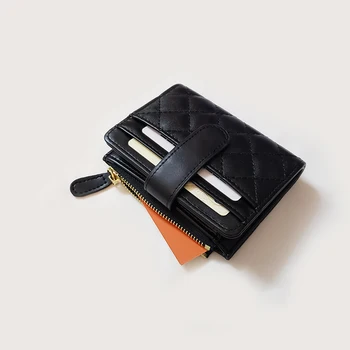 Маленькая ароматная сумочка, женская короткая сумка для карт, карман из мягкой стеганой кожи с зажимом для нескольких карт, кошелек для изменения темперамента, индивидуальности