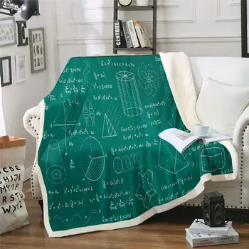 Математическая тема Флисовое одеяло Математическая формула Плед Геометрия Цифры в полоску Шерп-одеяло для дивана-кровати
